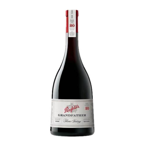 Penfolds grandfather tawny port wine is orange brown or yellowish brown colour.