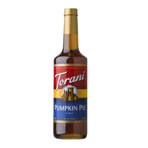 Torani Pumpkin Pie syrup rich creaminess of the pumpkin in a sweet yellow syrup.