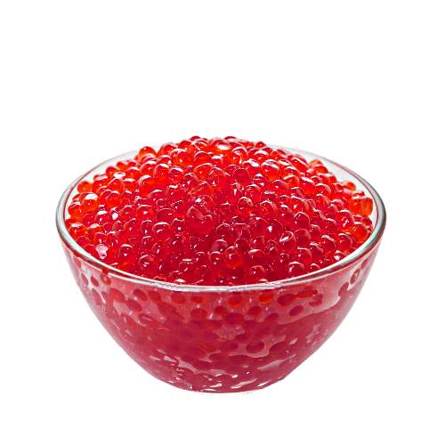 Roe Caviar Red red roe caviar comes from salmonidae and trout or salmon and other fish.