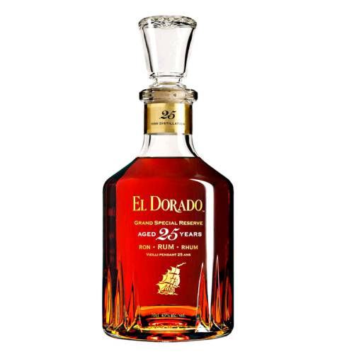 El Dorado 25 Years rum is an extremely rare creature this rum is rich smooth and mellow with soft syrupy mouth feel and subtle notes of caramel and heavy fruit cake.