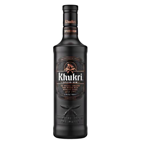 Khukuri Spiced Rum extracted from authentic Nepalese spices are masterfully blended with distils of rich molasses and fresh spring water from the Himalayas then aged in wooden casks at high altitudes.