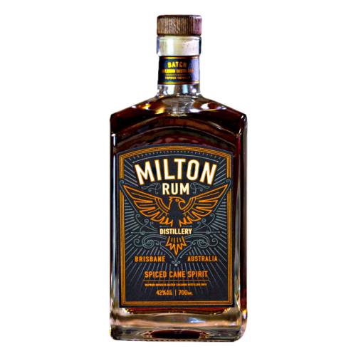 Milton Rum Distillery spiced cane spirit using an innovative vapour infusion process the finest botanicals and spices like lemon myrtle orange zest and a floral note creates harmony with the earthy tones of cinnamon nutmeg and clove.
