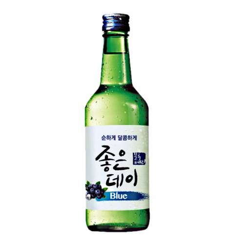Good Day blueberry soju rice spirit with light blueberry flavour.