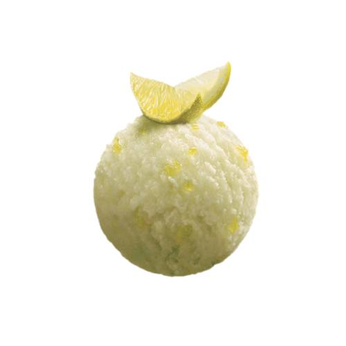 Lemon Sorbet ice made by churning untill frozen smooth.
