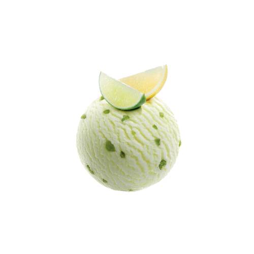 Lime Sorbet flavourd ice made by churning untill frozen smooth in texture.
