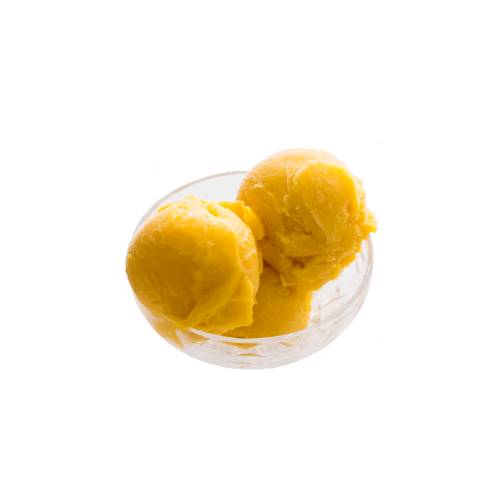 Orange Sorbet ice made by churning untill frozen smooth.