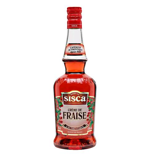 Sisca creme de fraise strawberry liqueur is a bottle of strawberry flavoured liqueur.