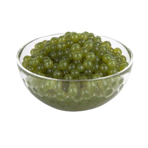 Tapioca Ball Kiwi tapioca balls flavored with kiwi fruit also called tapioca pearls or boba or bubble with a rich green color.