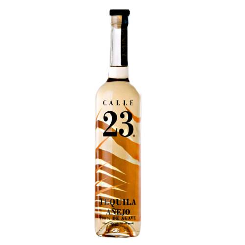 Calle 23 Anejo Tequila is aged for 16 months and features a very satisfying agave rich palate featuring salty and buttery vanilla garnished with oaky smoke.