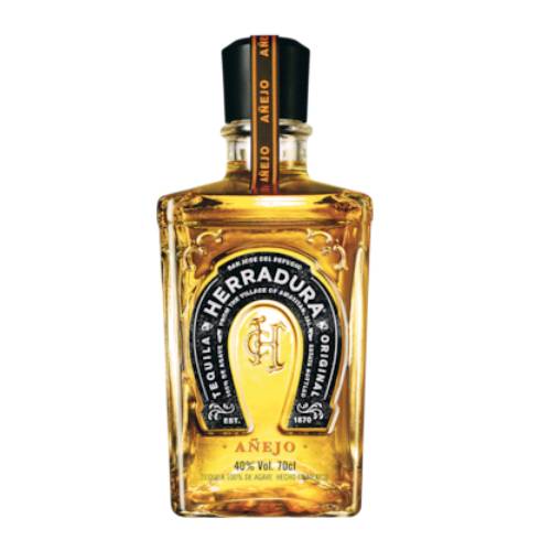Tequila Gold Herradura herradura anejo is an ultra smooth sipping tequila aged for 2 years deep amber colour and flavours of vanilla oak and fruits.