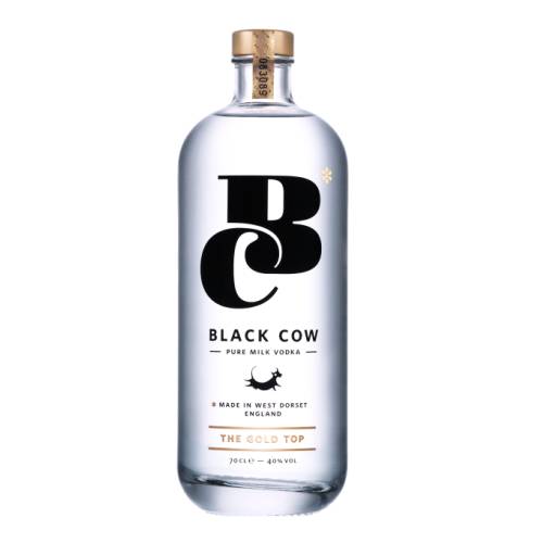 Vodka Black Cow black cow vodka is the worlds first pure milk vodka whereas most vodka are made from grain or potato made from the milk of grass grazed cows and nothing else. black cow is an award winning super premium crystal clear vodka with a smooth character.