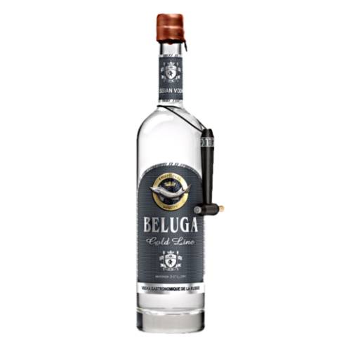 Beluga Vodka Gold created with ecologically clean materials and stopped with sealing wax.