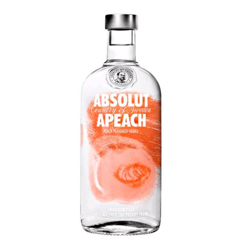 Absolut peach bodka is made using all natural peach flavours and the purest vodka.