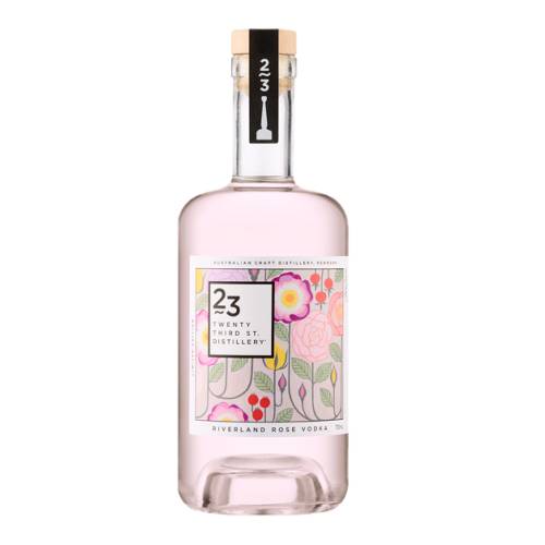 Rose vodka 23rd street distillery pink blush with rosy tint is naturally enhanced with the merest pinch of organic hibiscus petal.