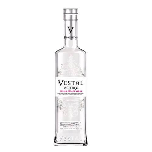 Vestal Vodka uses only the best Asterix Innovator and Russett Burbank Potatoes are blended to make our crafted potato vodka. and we distil once in a vintage 26 plate column still and filter once through charcoal.