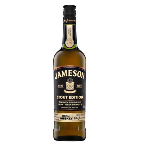 Jameson Stout irish whiskey has been finished in stout seasoned casks producing notes of cocoa coffee and butterscotch while still retaining triple distilled smoothness.