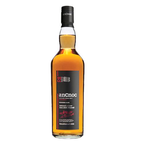 AnCnoc 22 Year Old Highland Single Malt Scotch Whisky is a sweet and spicy on the nose with notes of honey and toffee.