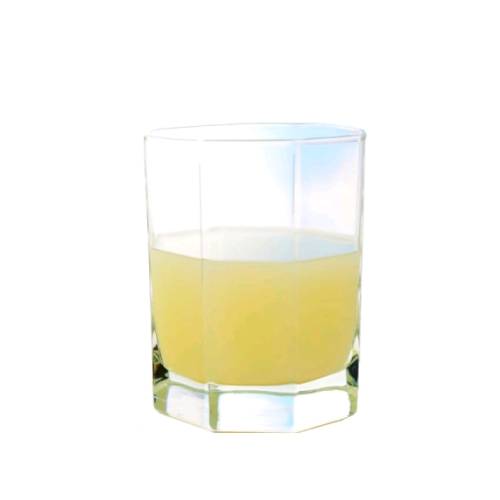 Juice from yuzu fruit with a light yellow color.