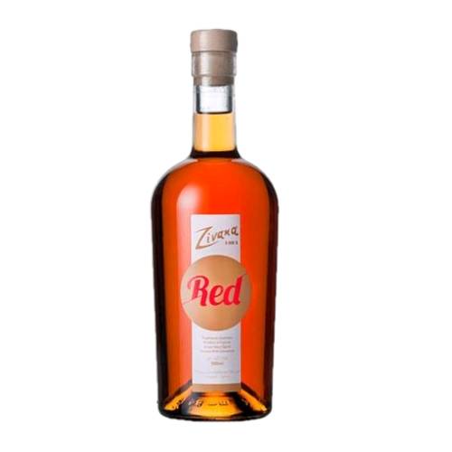 Zivana red brandy made from a variety of grapes Xynisteri and red and aged in oak barrels.